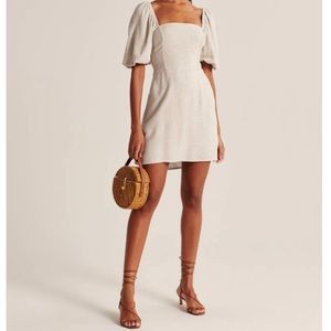 Abercrombie & Fitch Puff Sleeve Linen Mini Dress